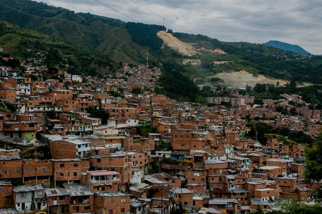 Panoramic View of the District Comuna 13 in Medellin, Colombia