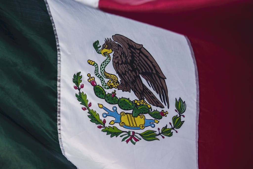 Close-up of Red, White, and Green Country Flag